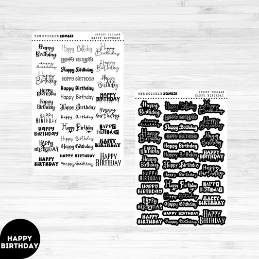Script Words / Collage / Happy Birthday