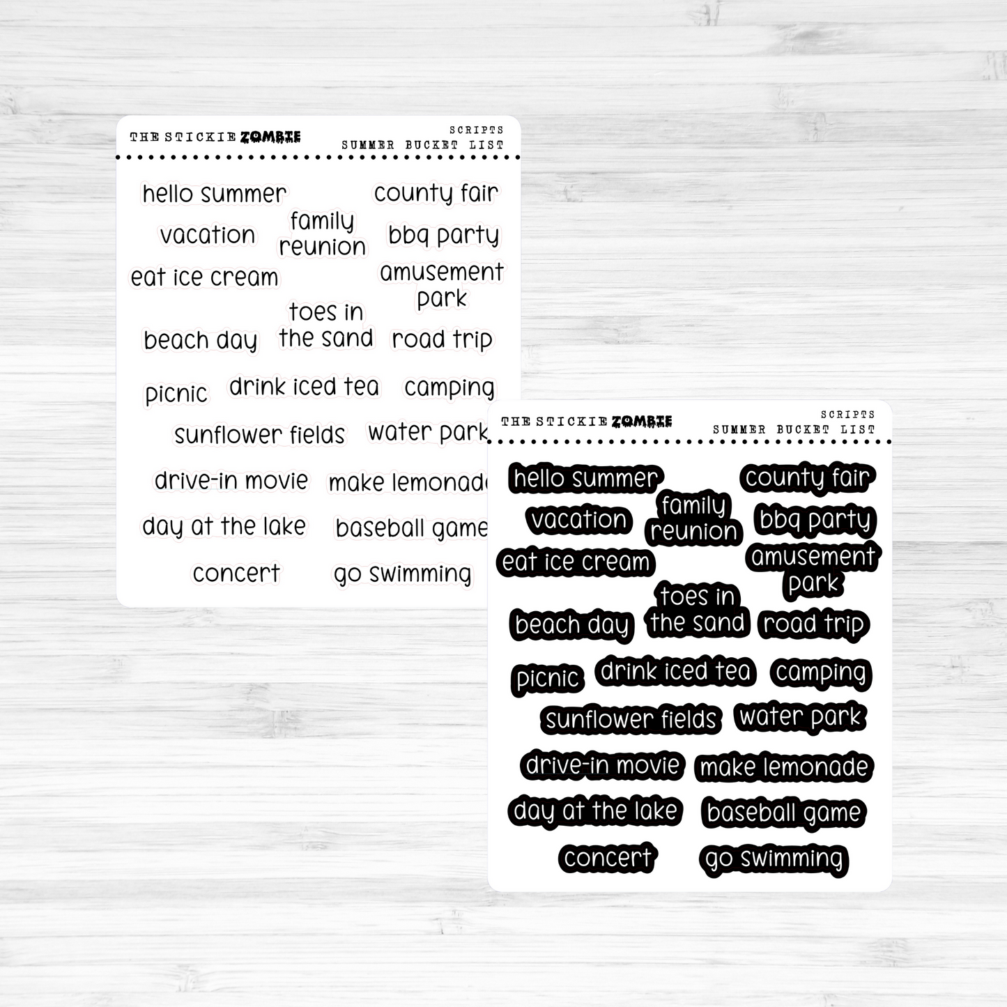 Script Words / Bucket List